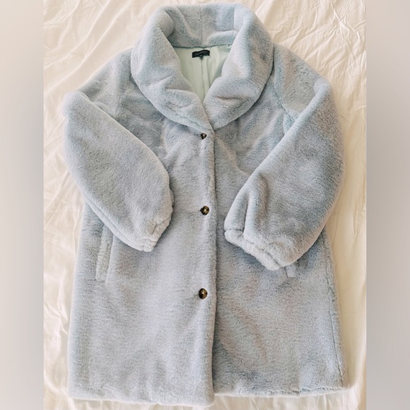Majorelle Brinley Faux Fur Coat in Baby Blue - Size L - Picture 5 of 13